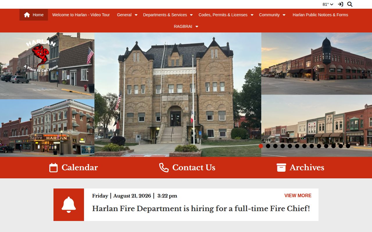 Harlan city website for Shelby County arrest record routing