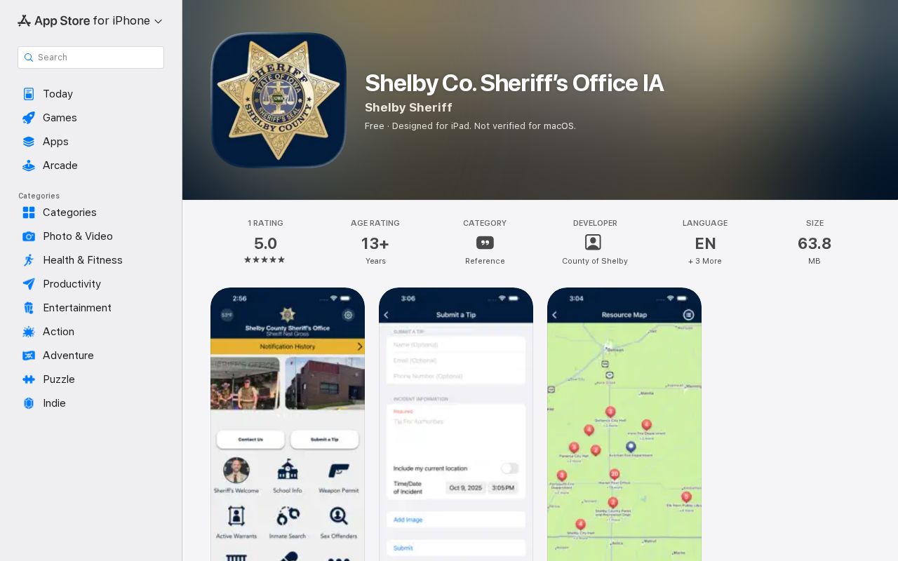 Official Shelby County sheriff app listing